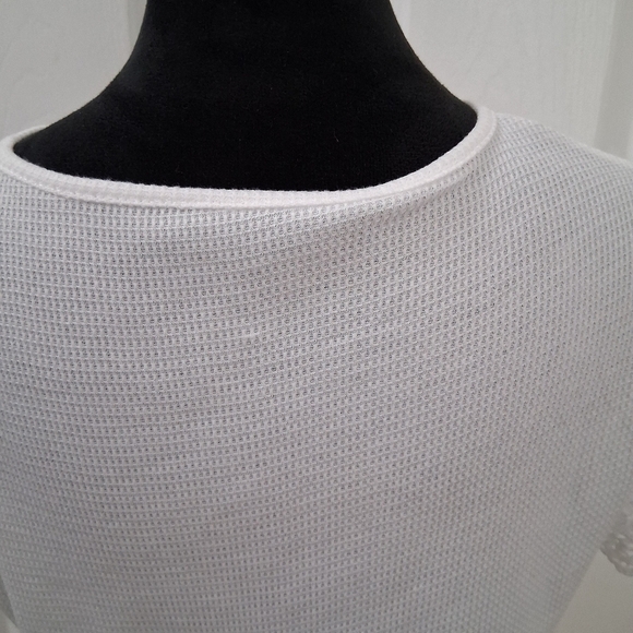 NWOT Waffle Knit White Lace Top  Size M - Picture 6 of 13